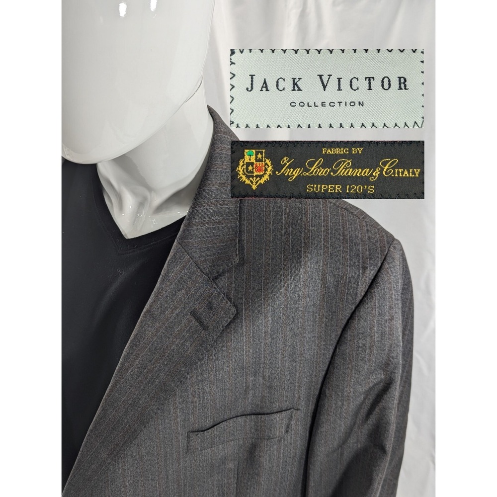 Mens Jack Victor Blazer Sport‎ Coat Suit Jacket Loro Piana 120s Striped 50R 52"